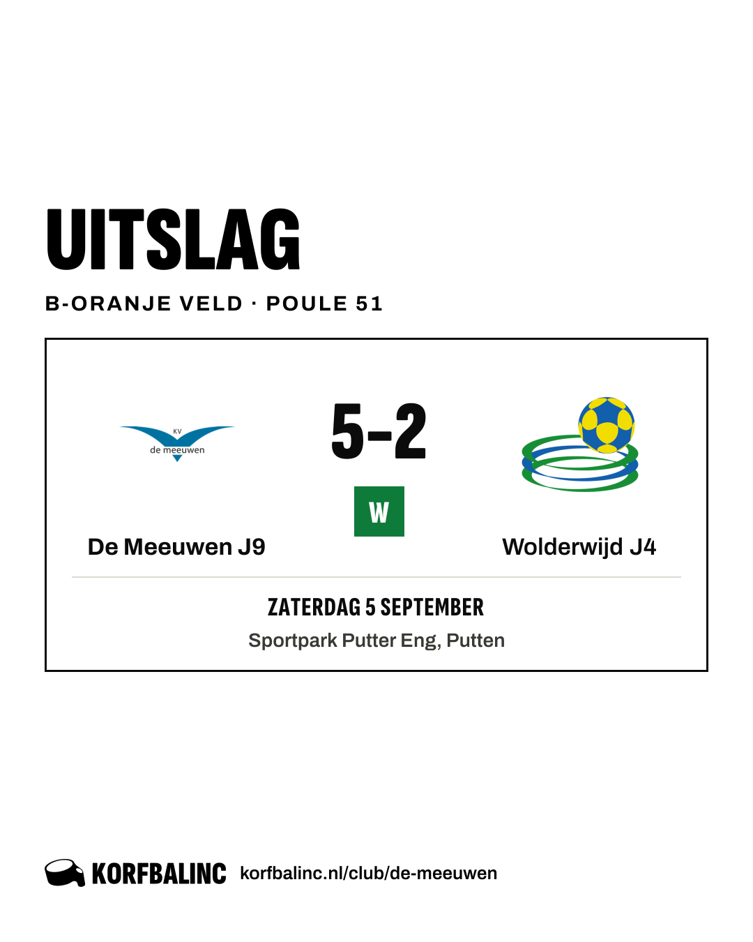 De Meeuwen J9 - Wolderwijd J4