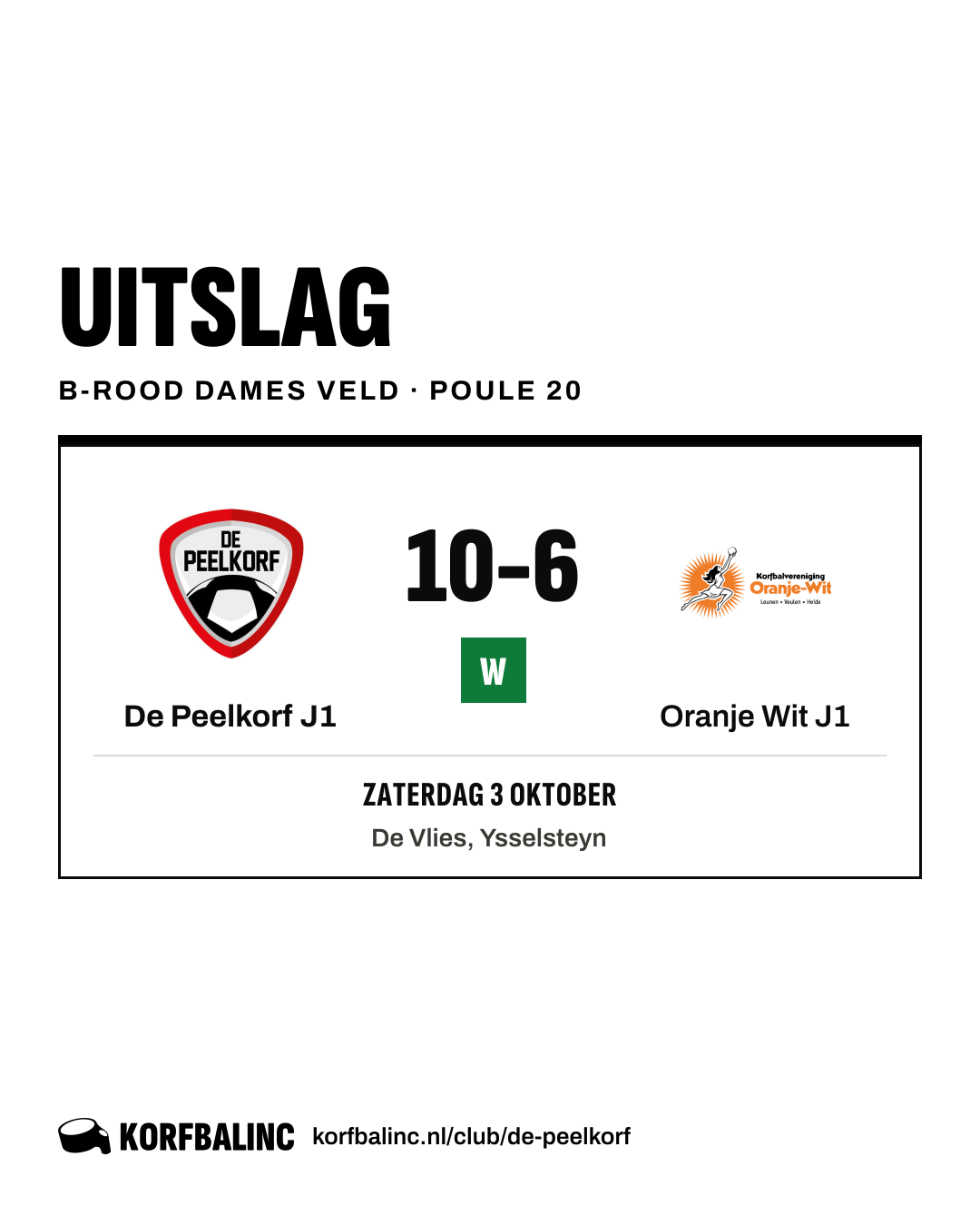 De Peelkorf J1 - Oranje Wit J1
