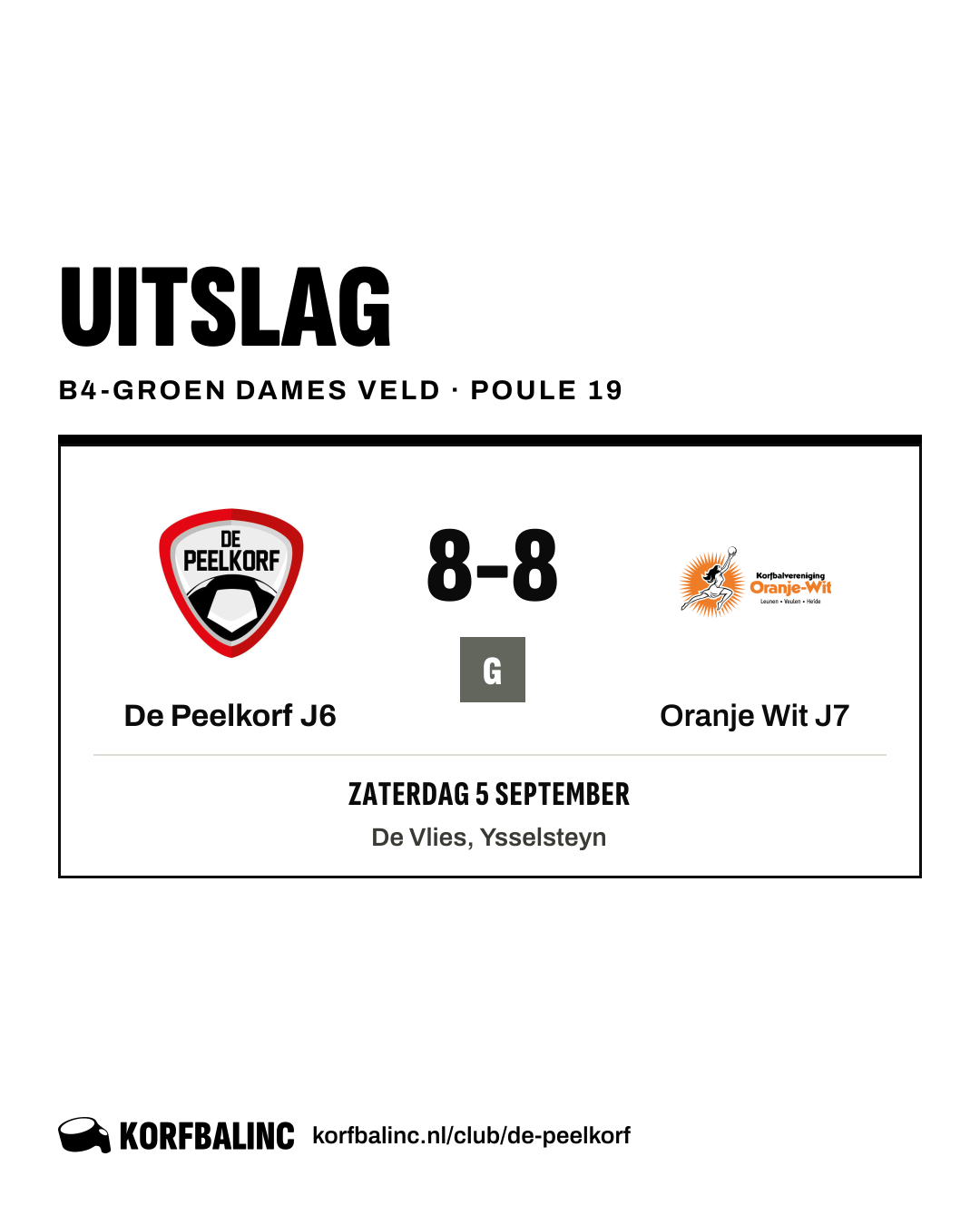 De Peelkorf J6 - Oranje Wit J7