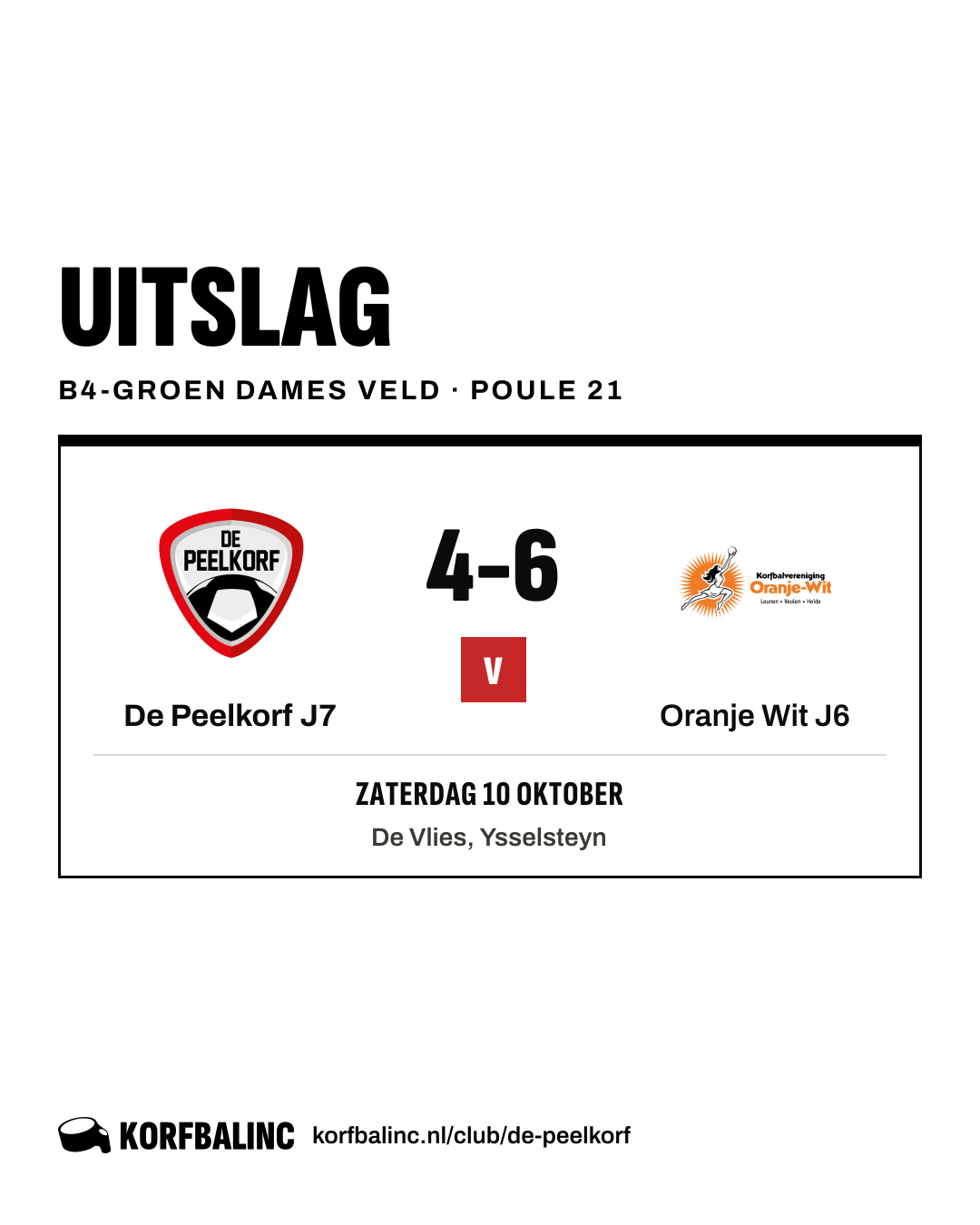 De Peelkorf J7 - Oranje Wit J6