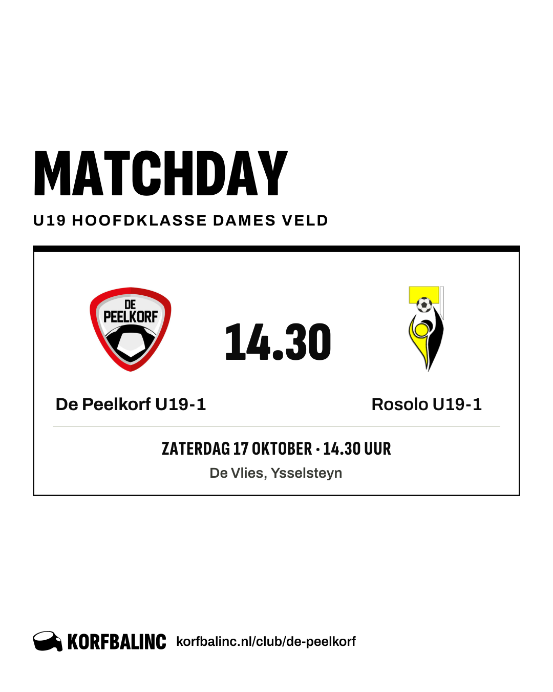 De Peelkorf U19-1 - Rosolo U19-1