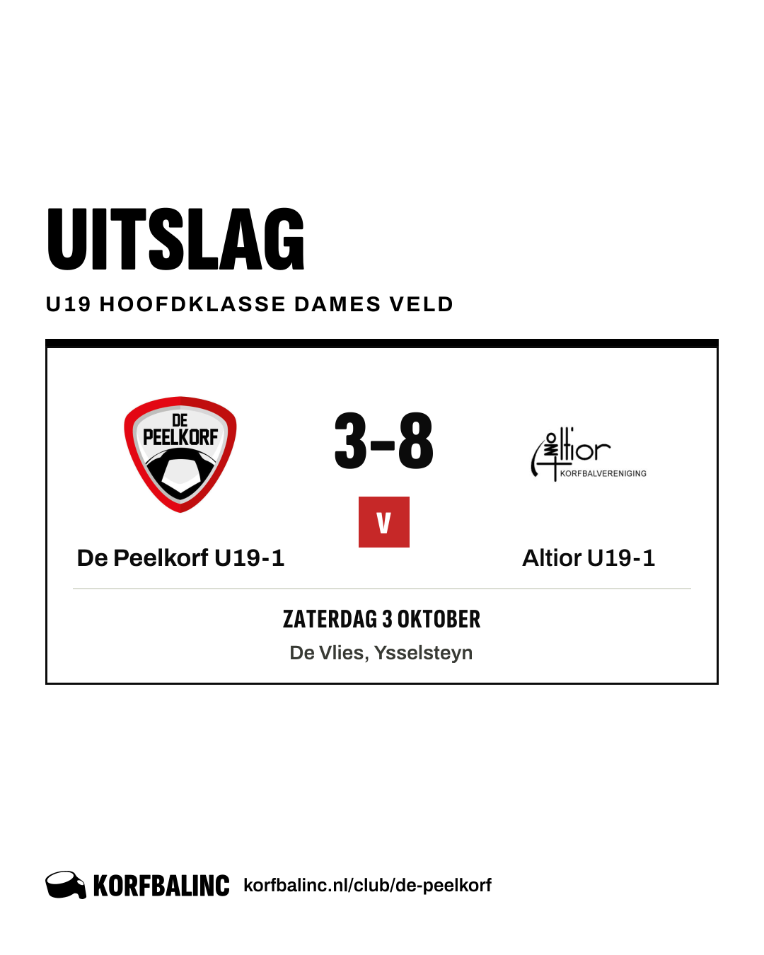 De Peelkorf U19-1 - Altior U19-1