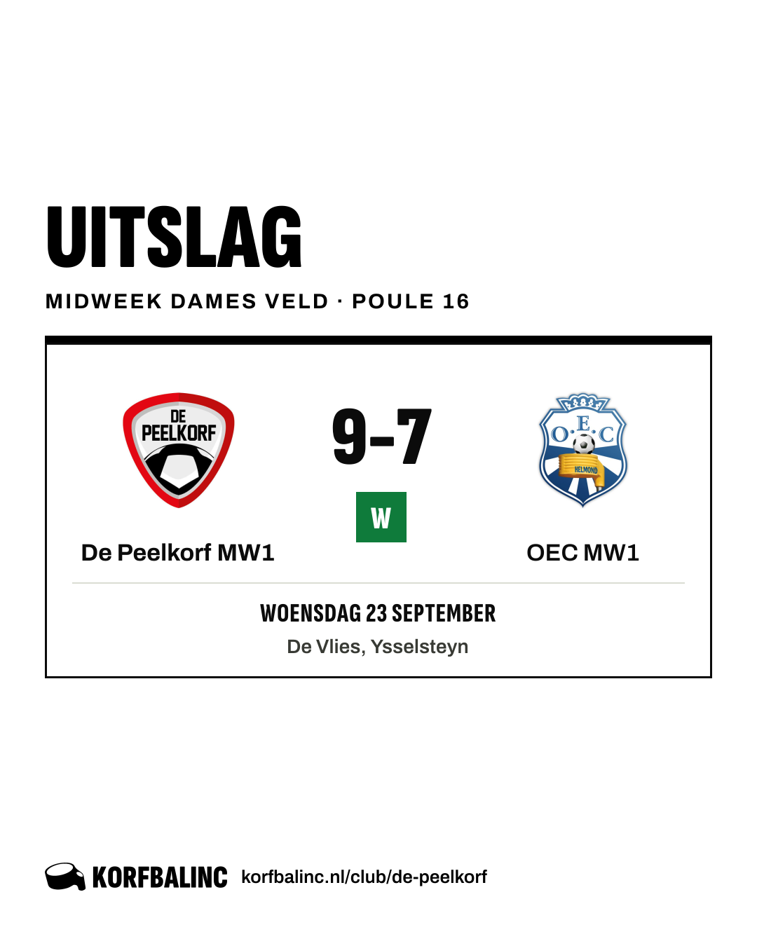 De Peelkorf MW1 - OEC MW1