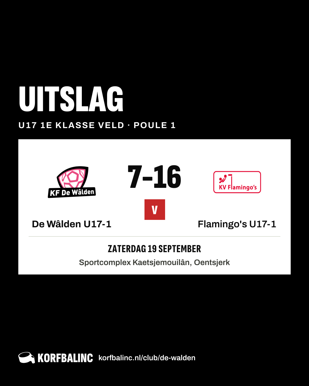 De Wâlden U17-1 - Flamingo's U17-1