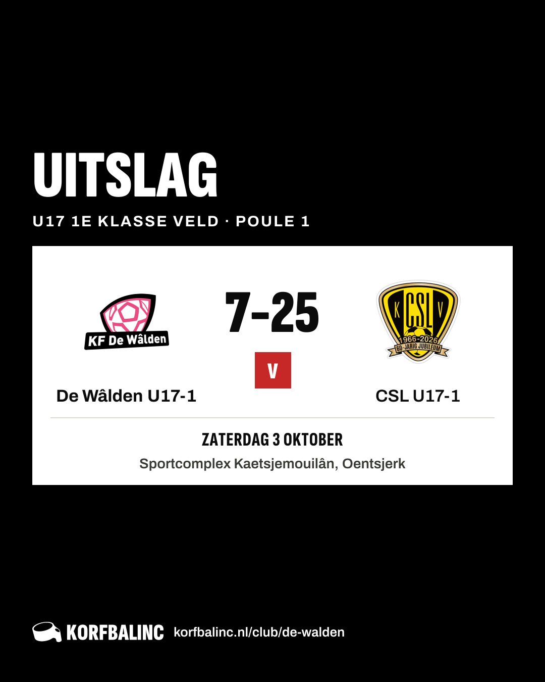 De Wâlden U17-1 - CSL U17-1