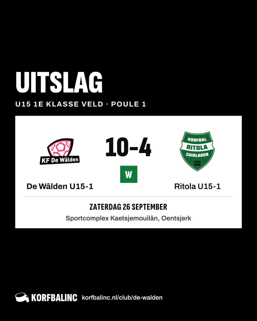 De Wâlden U15-1 - Ritola U15-1