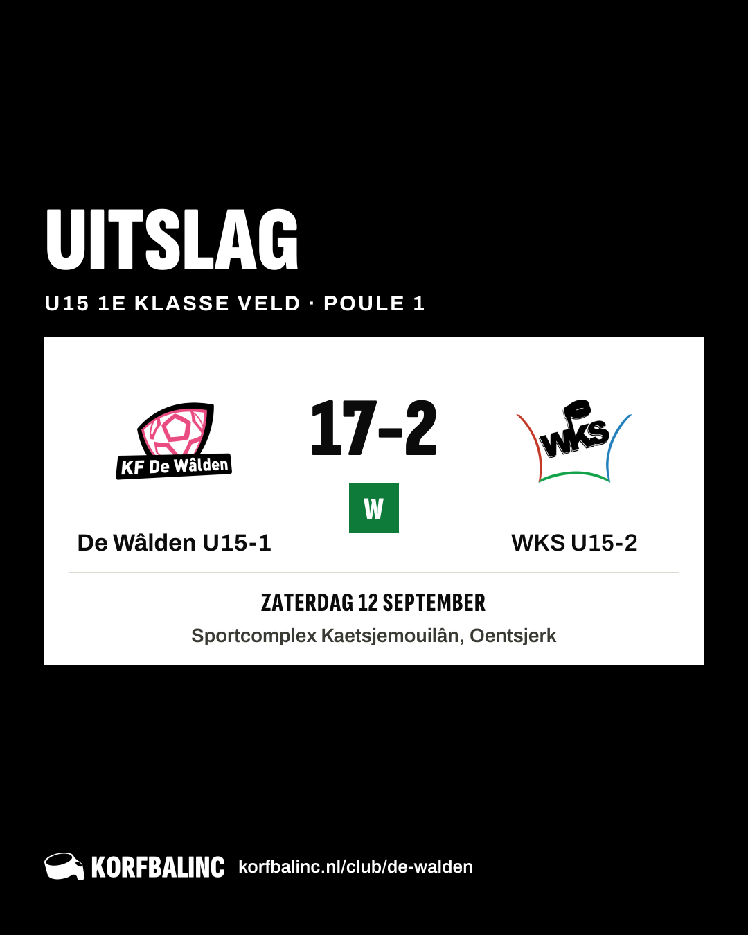 De Wâlden U15-1 - WKS U15-2