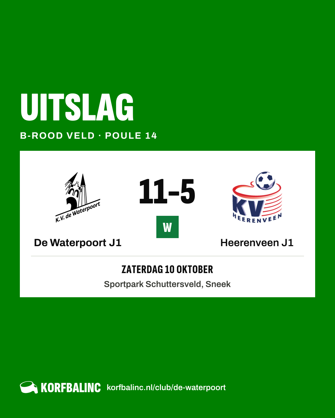 De Waterpoort J1 - Heerenveen J1