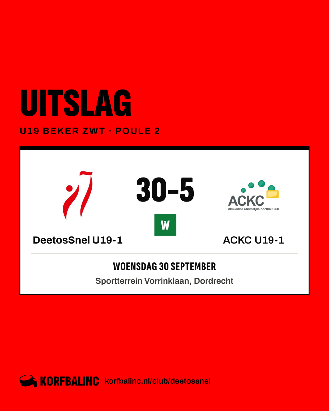 DeetosSnel U19-1 - ACKC U19-1