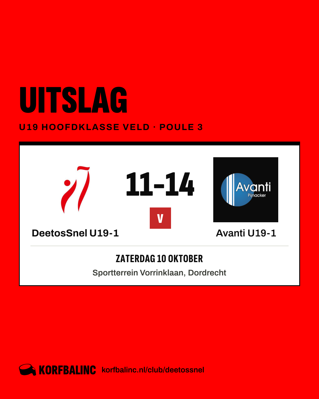 DeetosSnel U19-1 - Avanti U19-1
