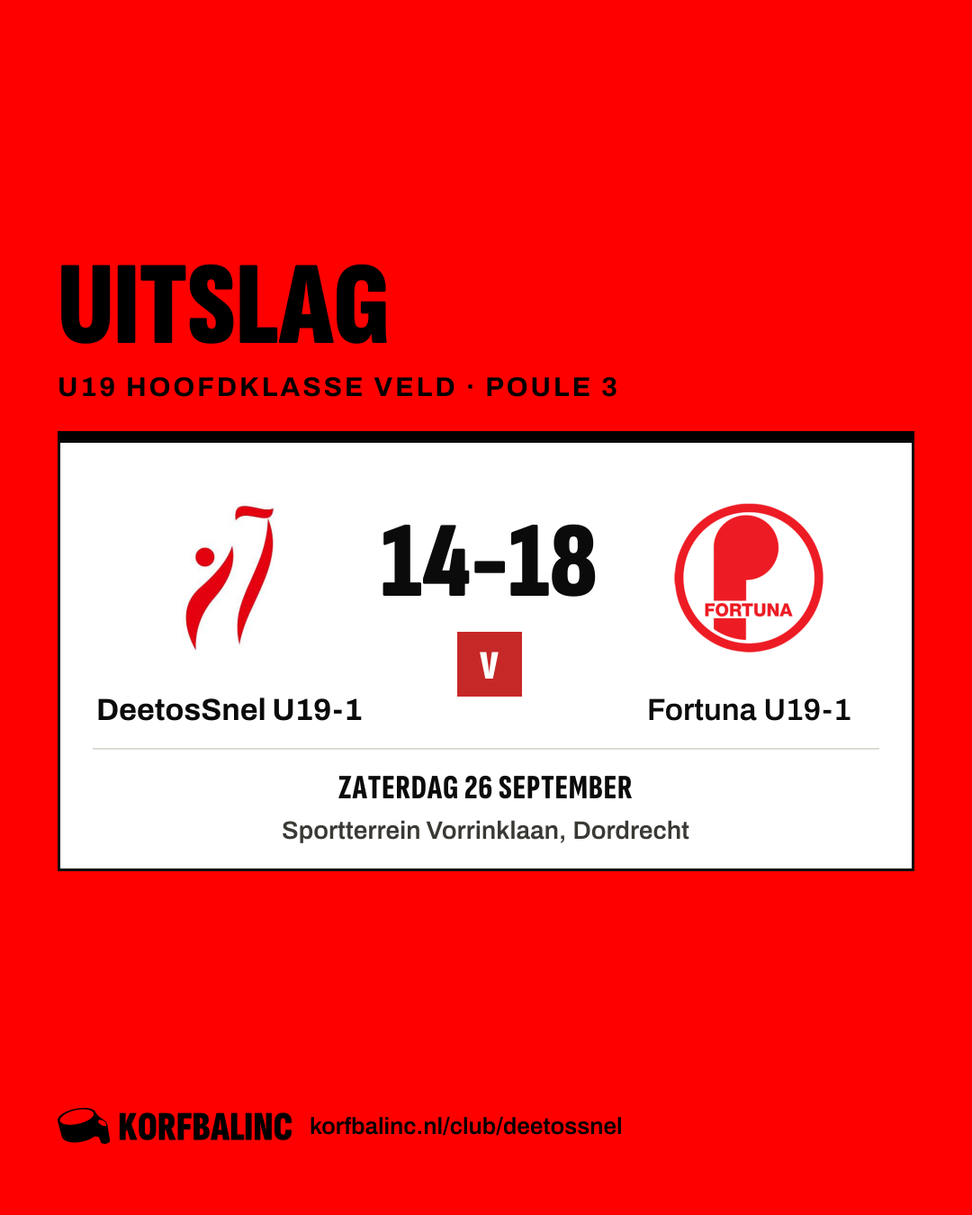 DeetosSnel U19-1 - Fortuna U19-1