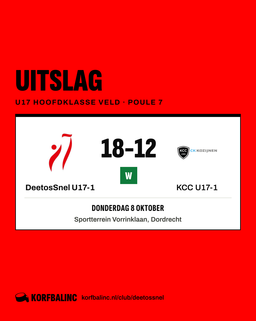 DeetosSnel U17-1 - KCC U17-1
