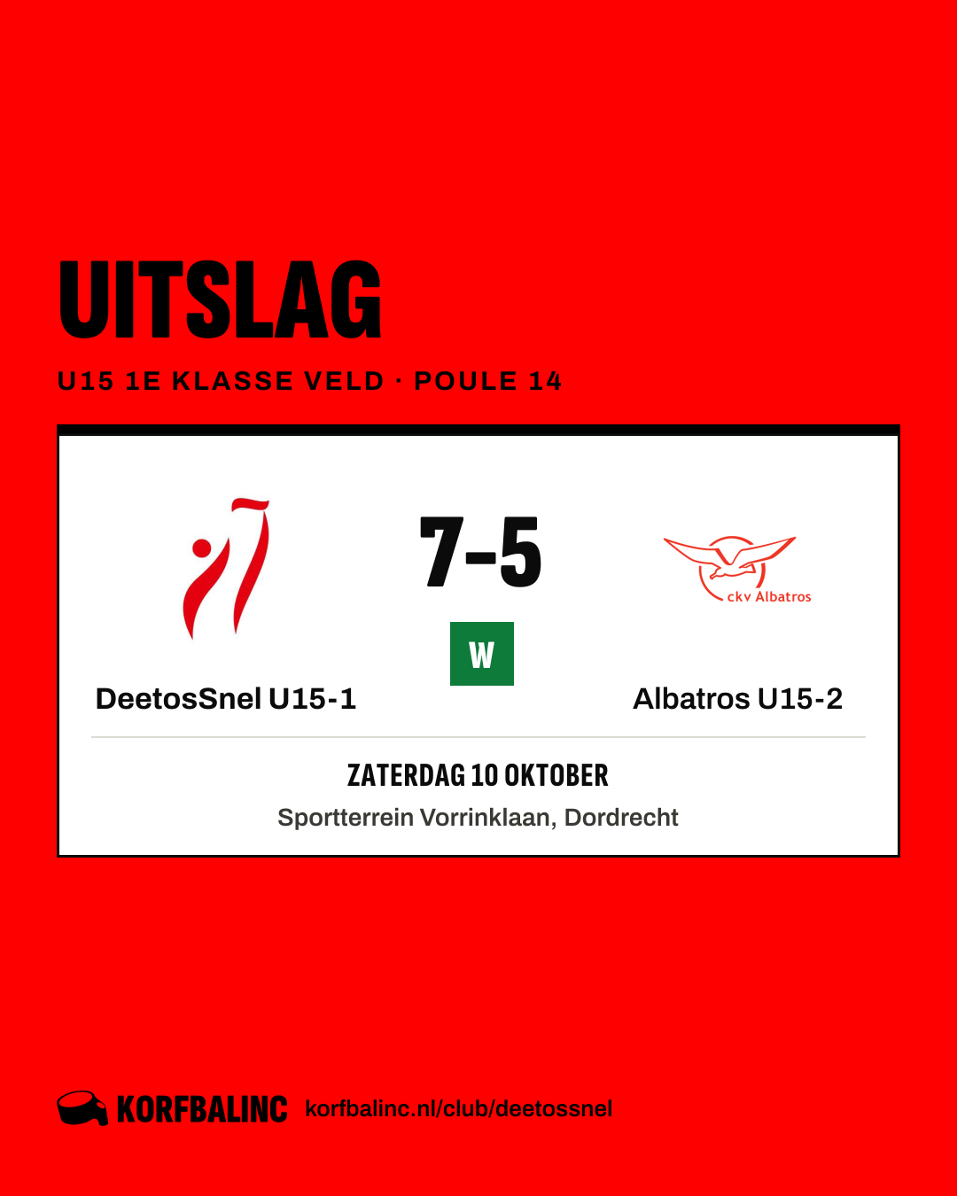 DeetosSnel U15-1 - Albatros U15-2