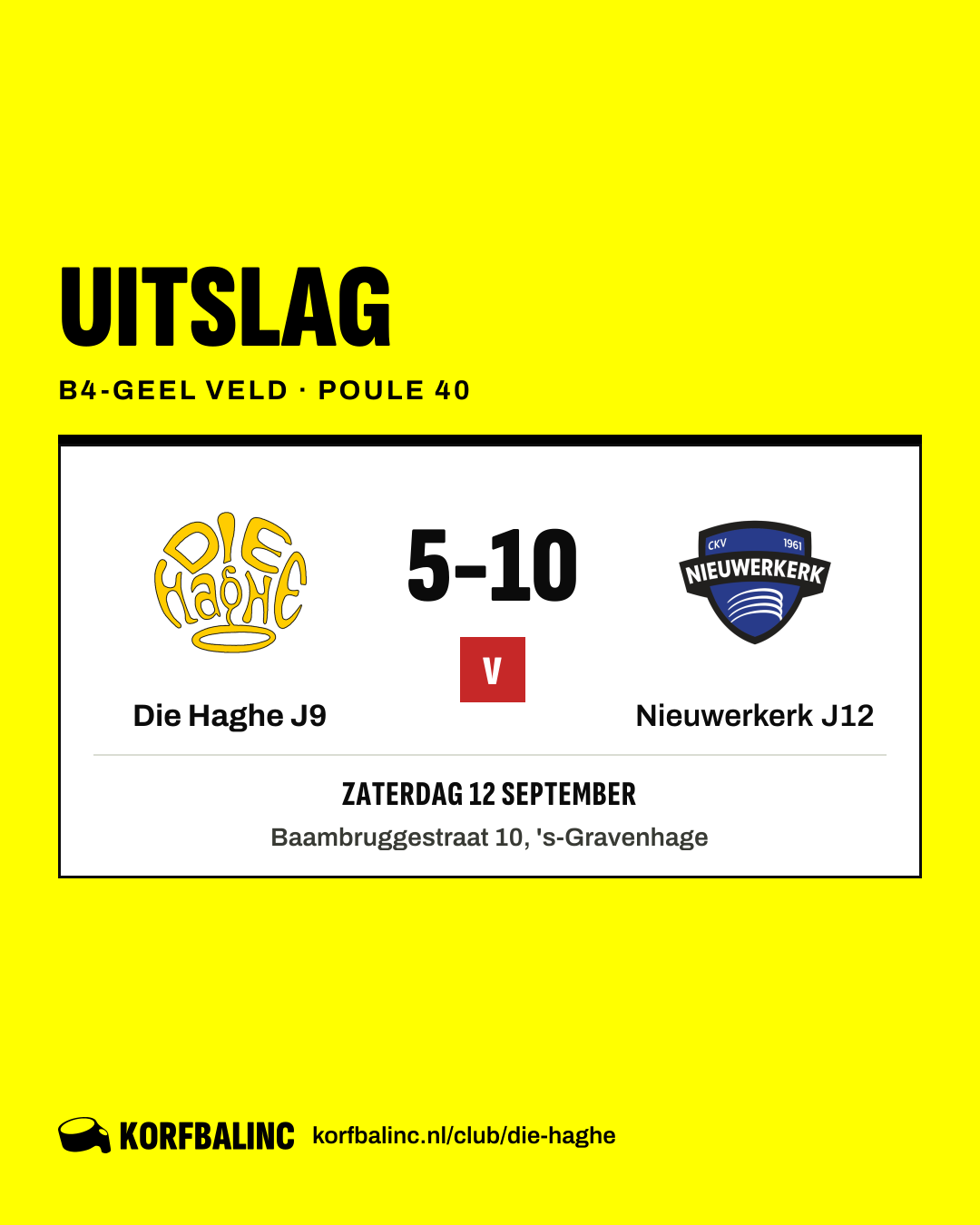 Die Haghe J9 - Nieuwerkerk J12