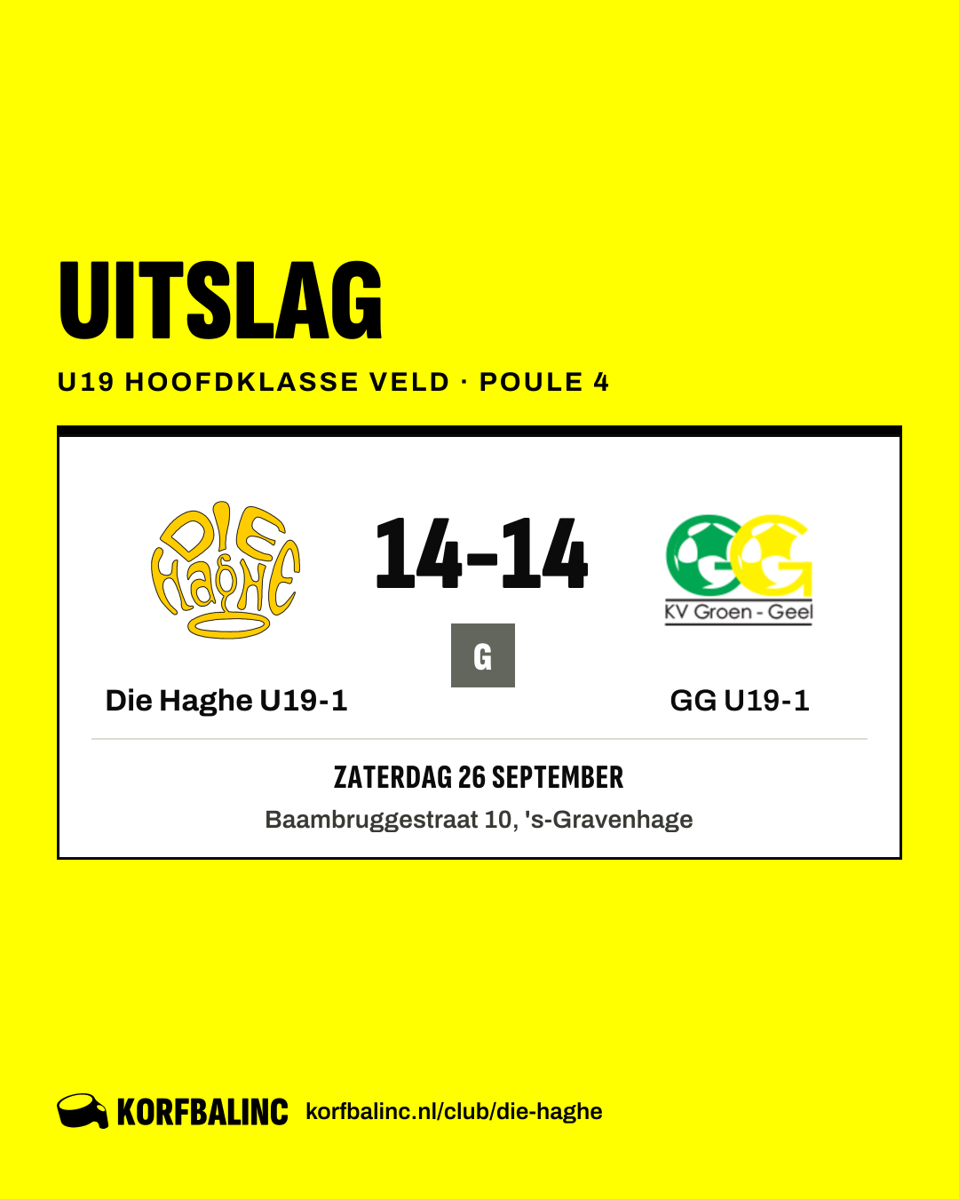 Die Haghe U19-1 - GG U19-1