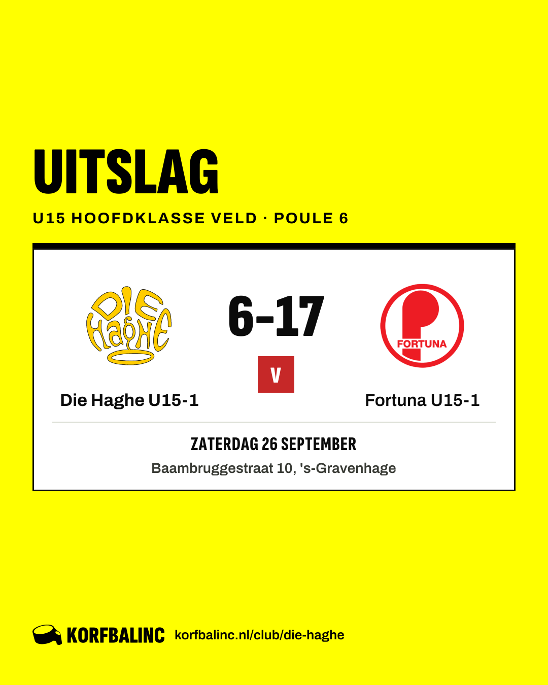 Die Haghe U15-1 - Fortuna U15-1