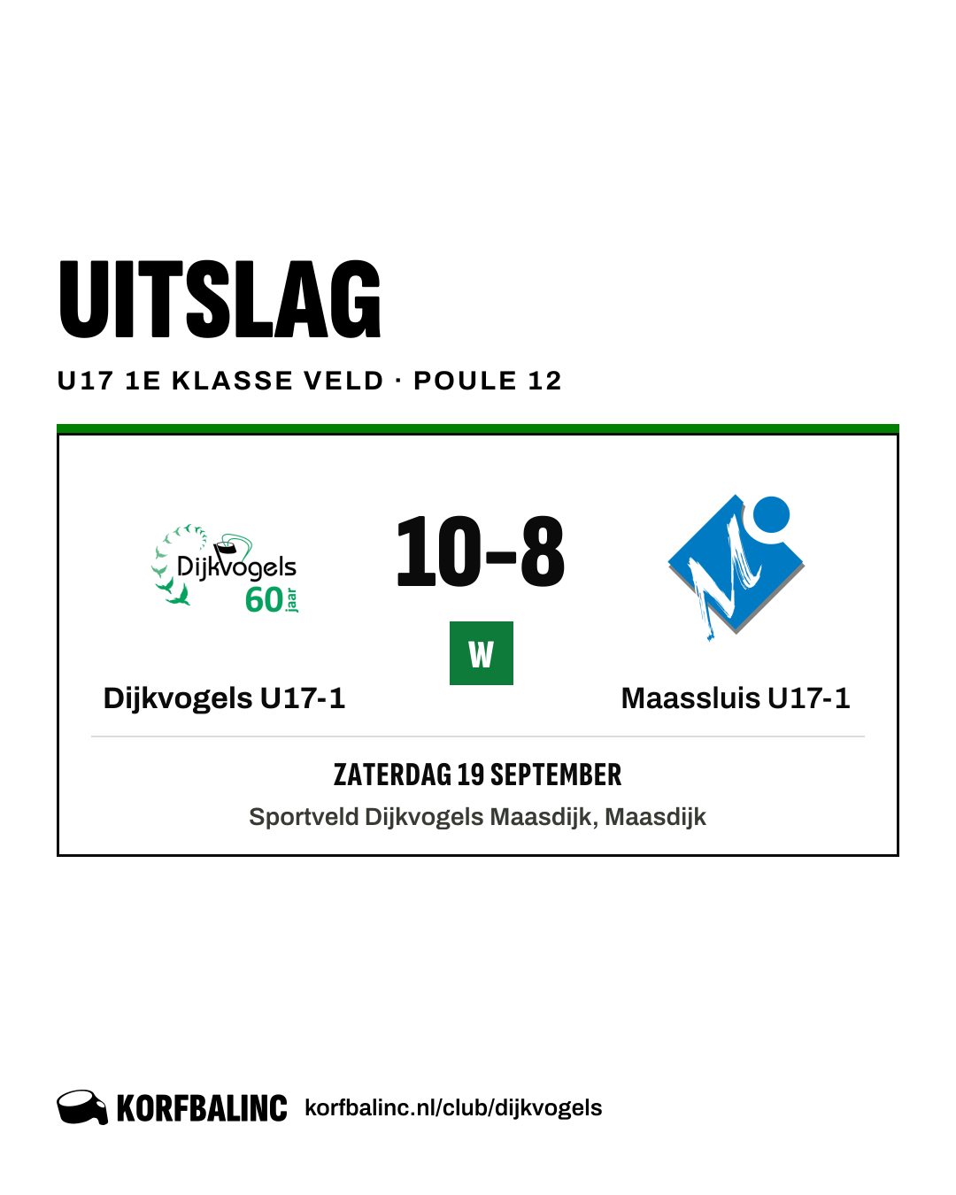 Dijkvogels U17-1 - Maassluis U17-1