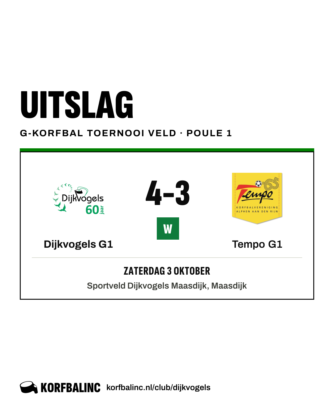 Dijkvogels G1 - Tempo G1