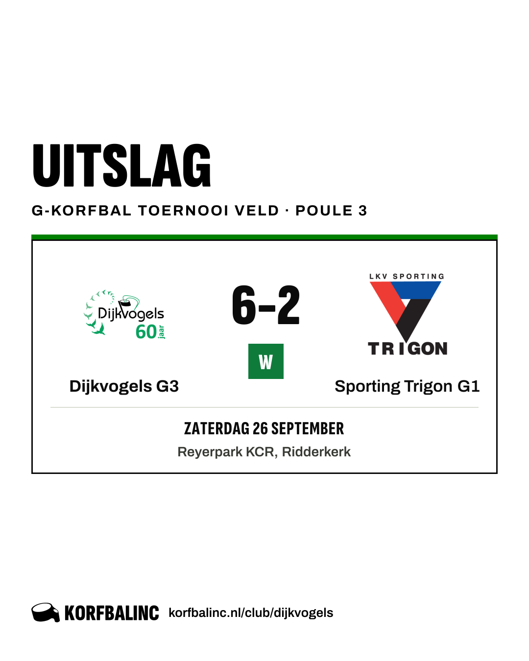 Dijkvogels G3 - Sporting Trigon G1