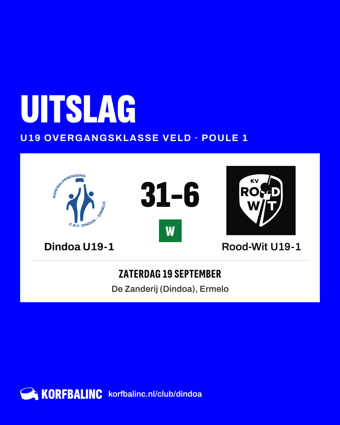 Dindoa U19-1 - Rood-Wit U19-1
