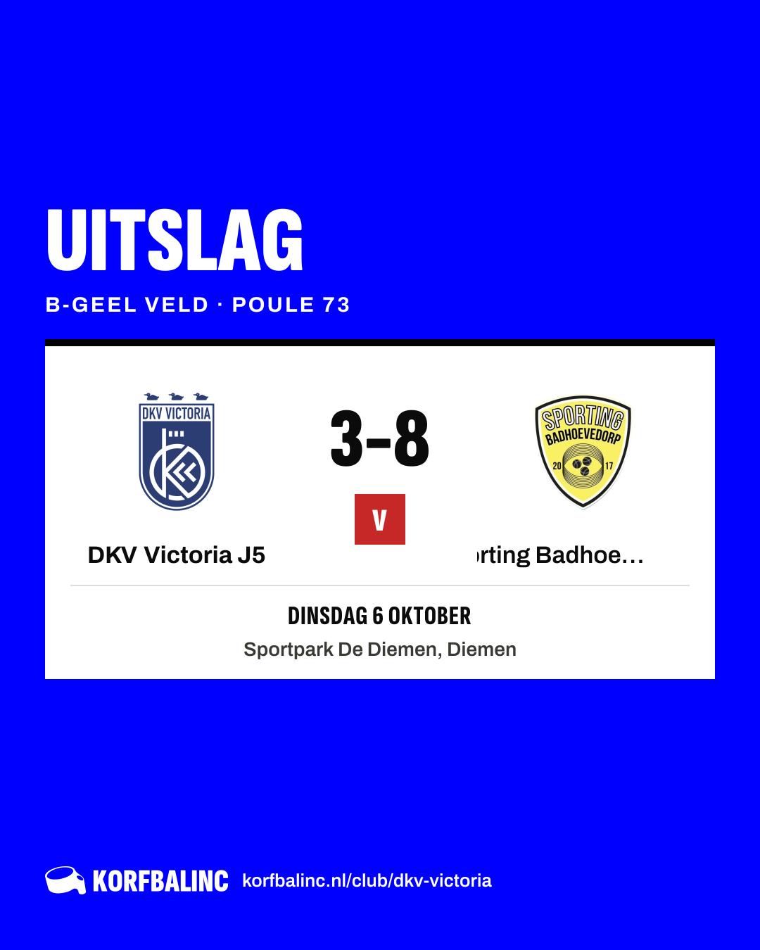 DKV Victoria J5 - Sporting Badhoevedorp J3