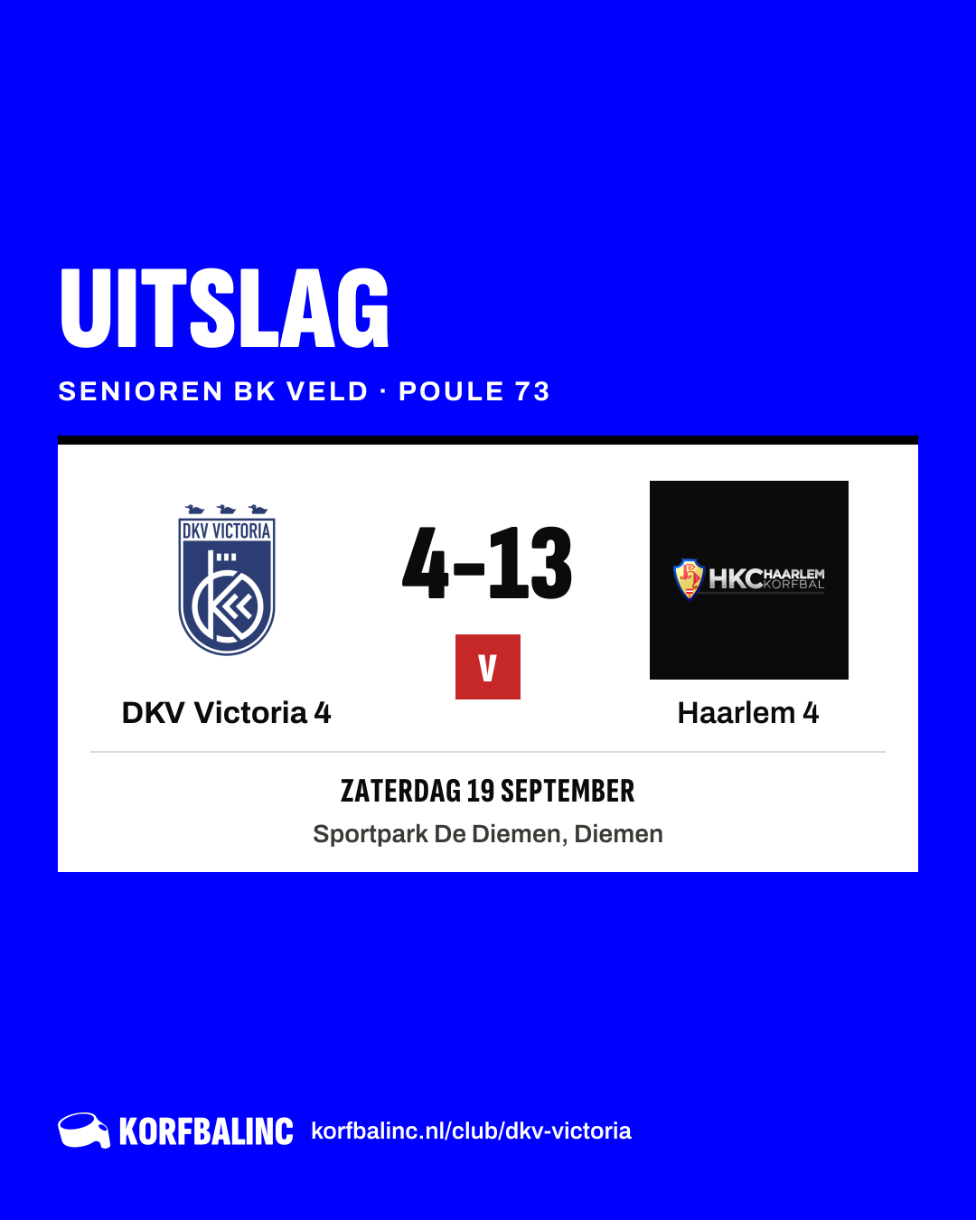 DKV Victoria 4 - Haarlem 4