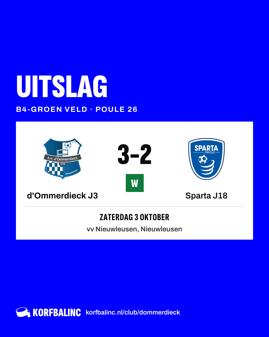 d'Ommerdieck J3 - Sparta J18