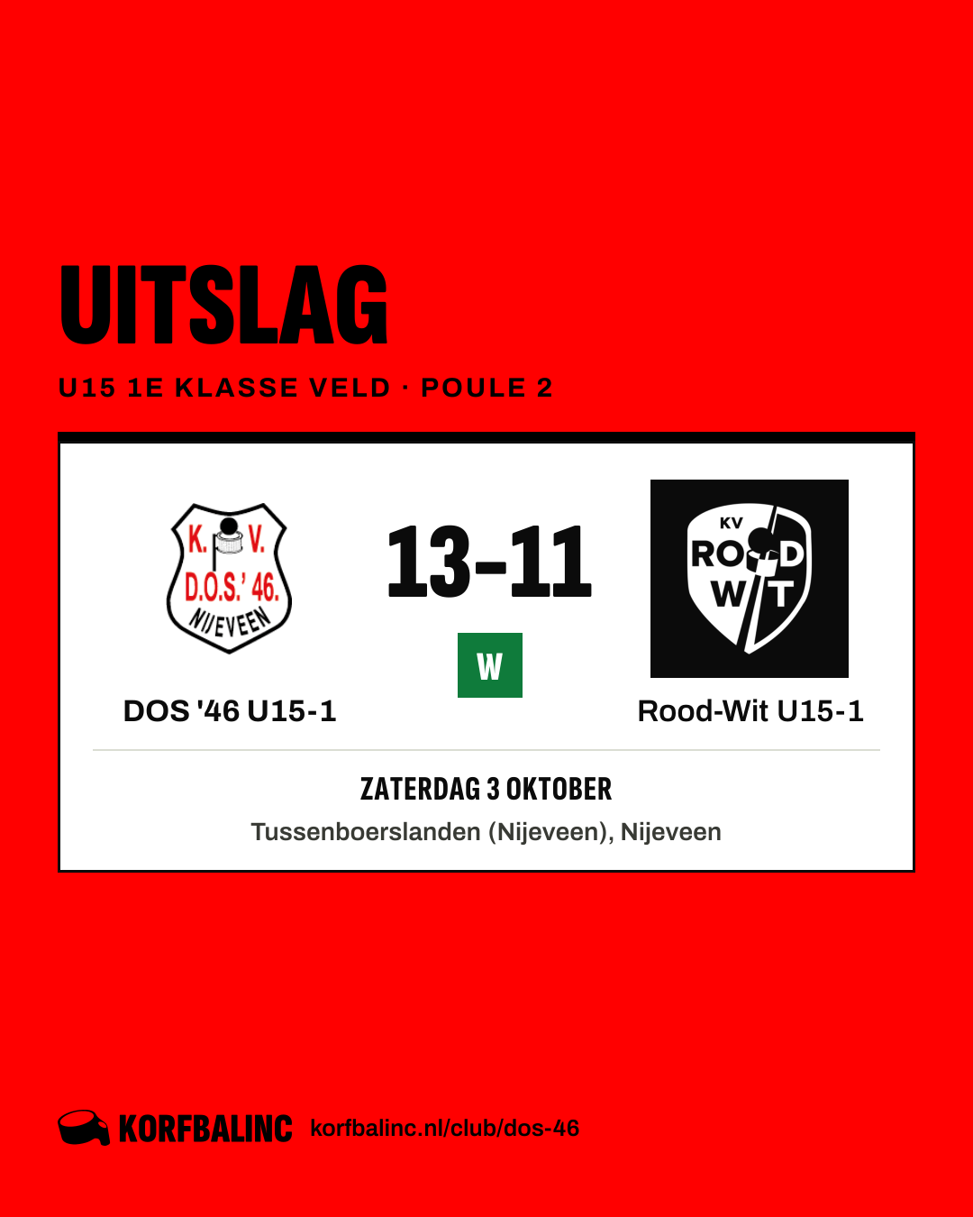 DOS '46 U15-1 - Rood-Wit U15-1