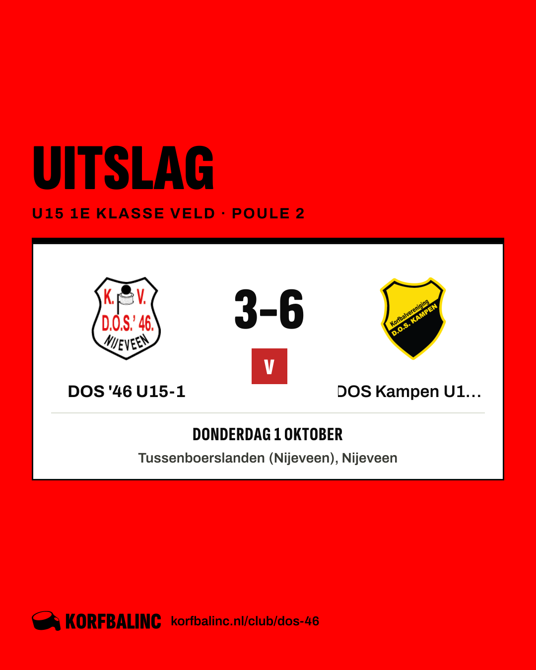 DOS '46 U15-1 - DOS Kampen U15-1