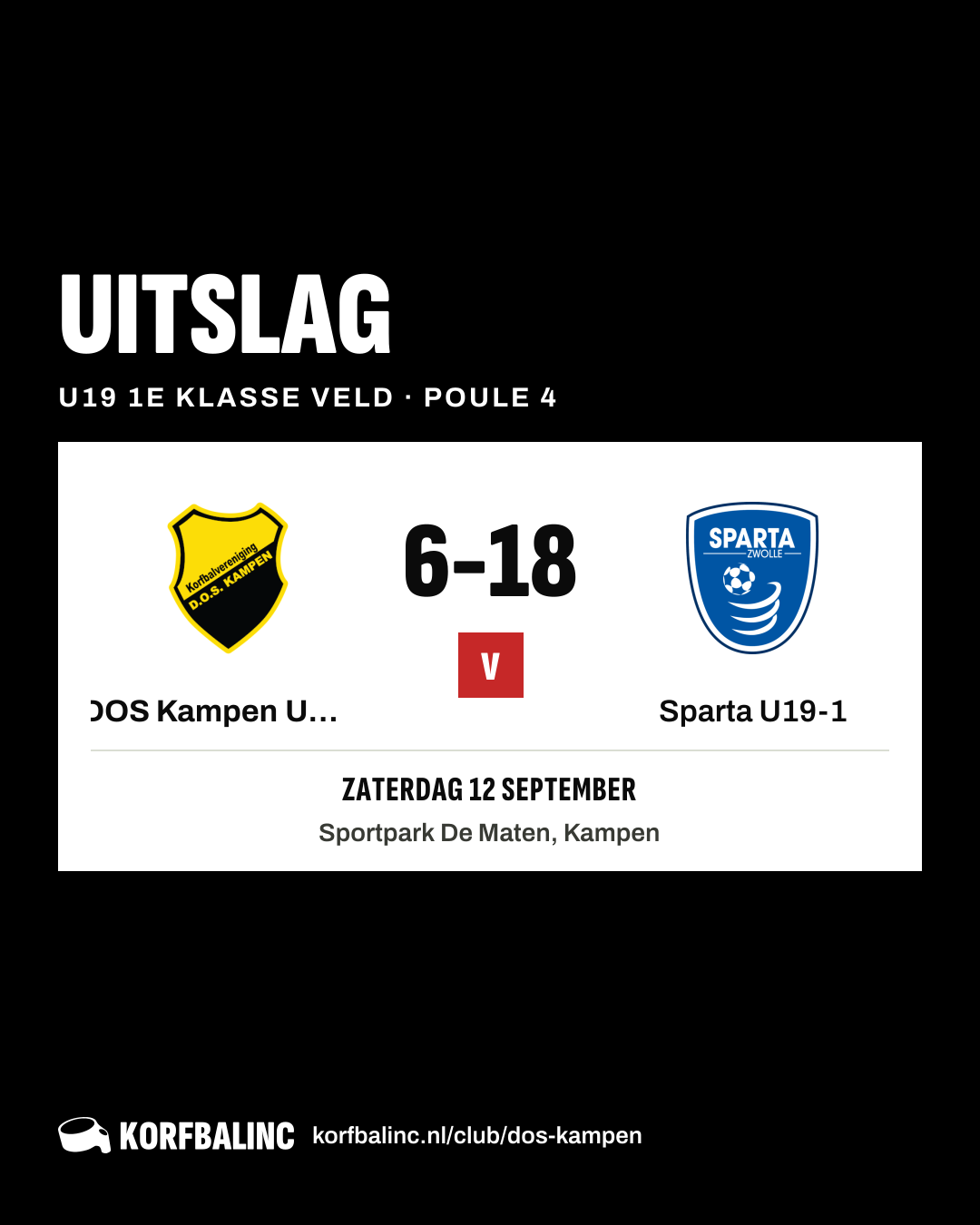 DOS Kampen U19-1 - Sparta U19-1