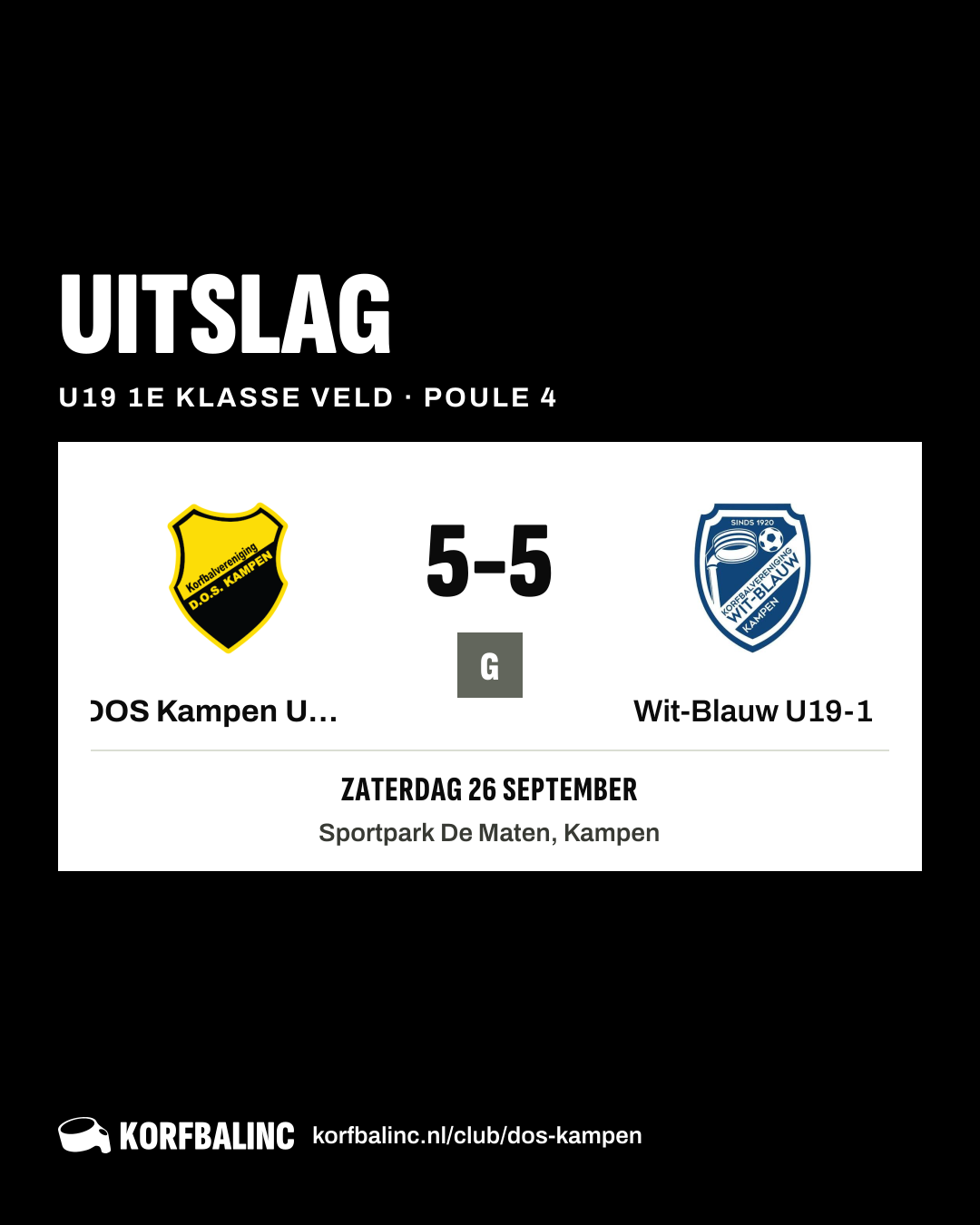 DOS Kampen U19-1 - Wit-Blauw U19-1