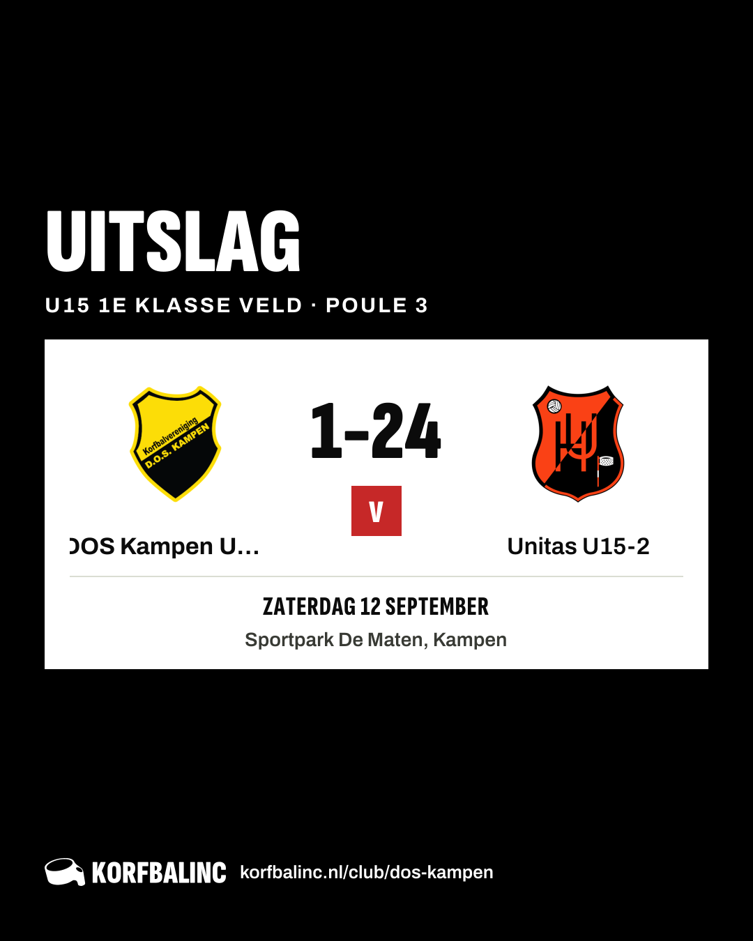 DOS Kampen U15-2 - Unitas U15-2