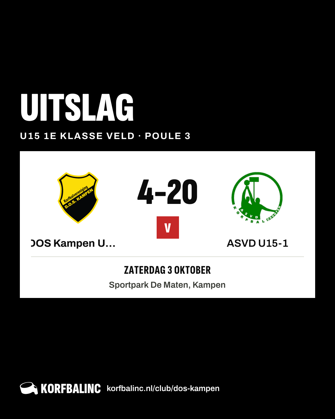 DOS Kampen U15-2 - ASVD U15-1