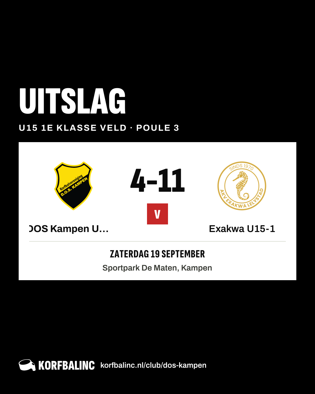 DOS Kampen U15-2 - Exakwa U15-1