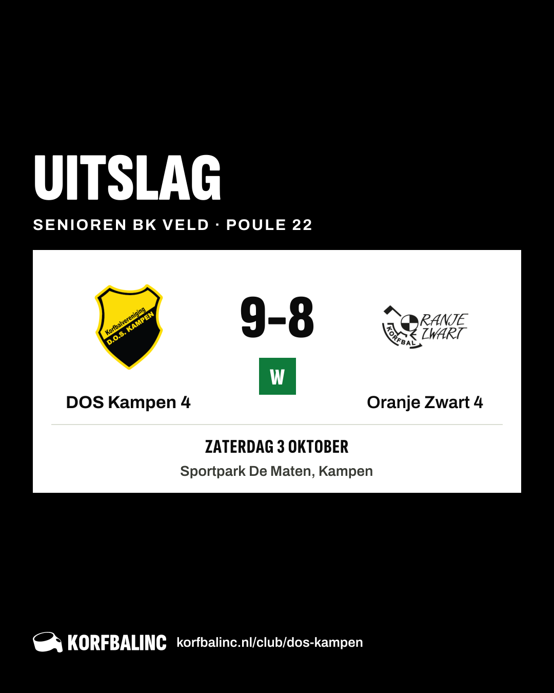 DOS Kampen 4 - Oranje Zwart 4