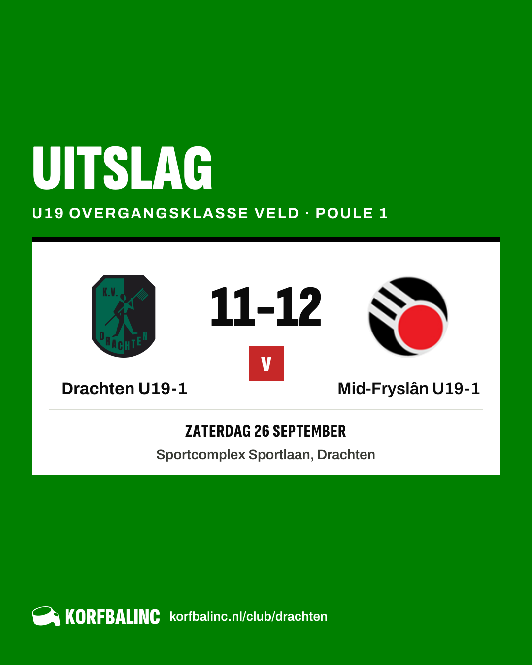 Drachten U19-1 - Mid-Fryslân U19-1