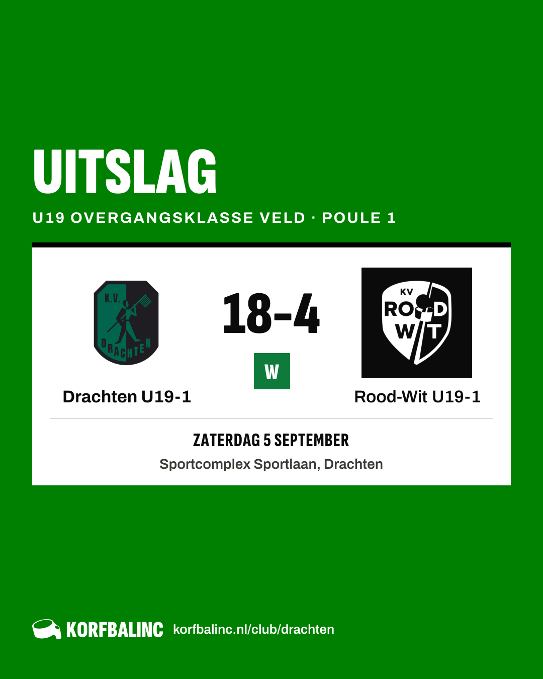 Drachten U19-1 - Rood-Wit U19-1