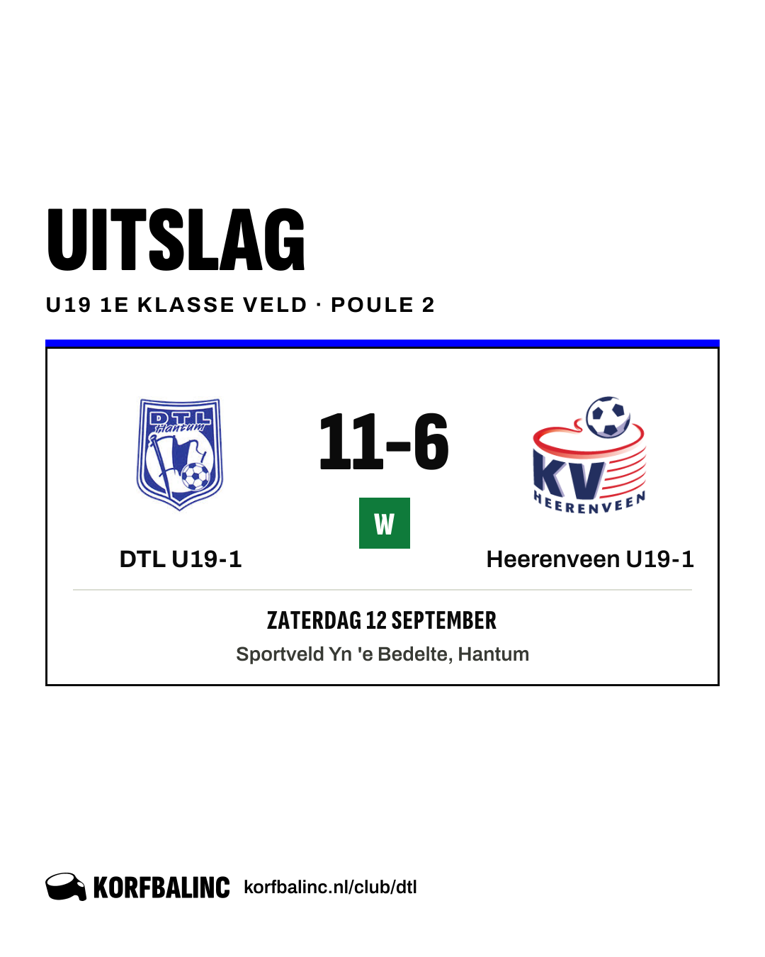 DTL U19-1 - Heerenveen U19-1