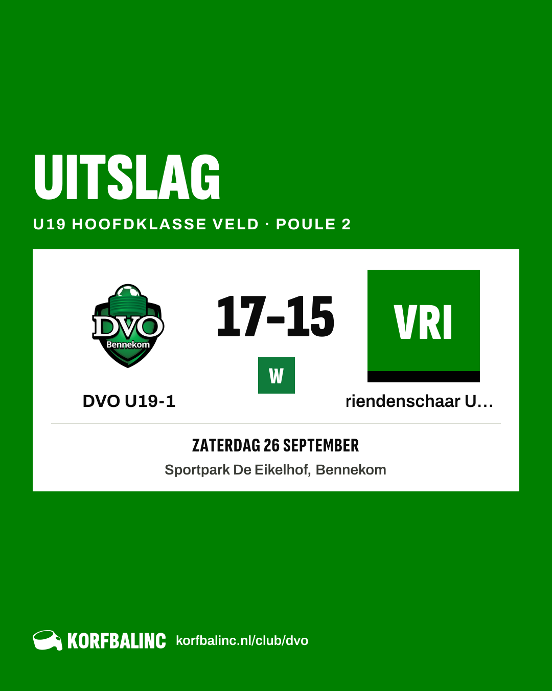 DVO U19-1 - Vriendenschaar U19-1