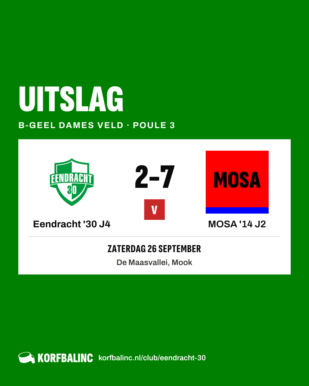 Eendracht '30 J4 - MOSA '14 J2