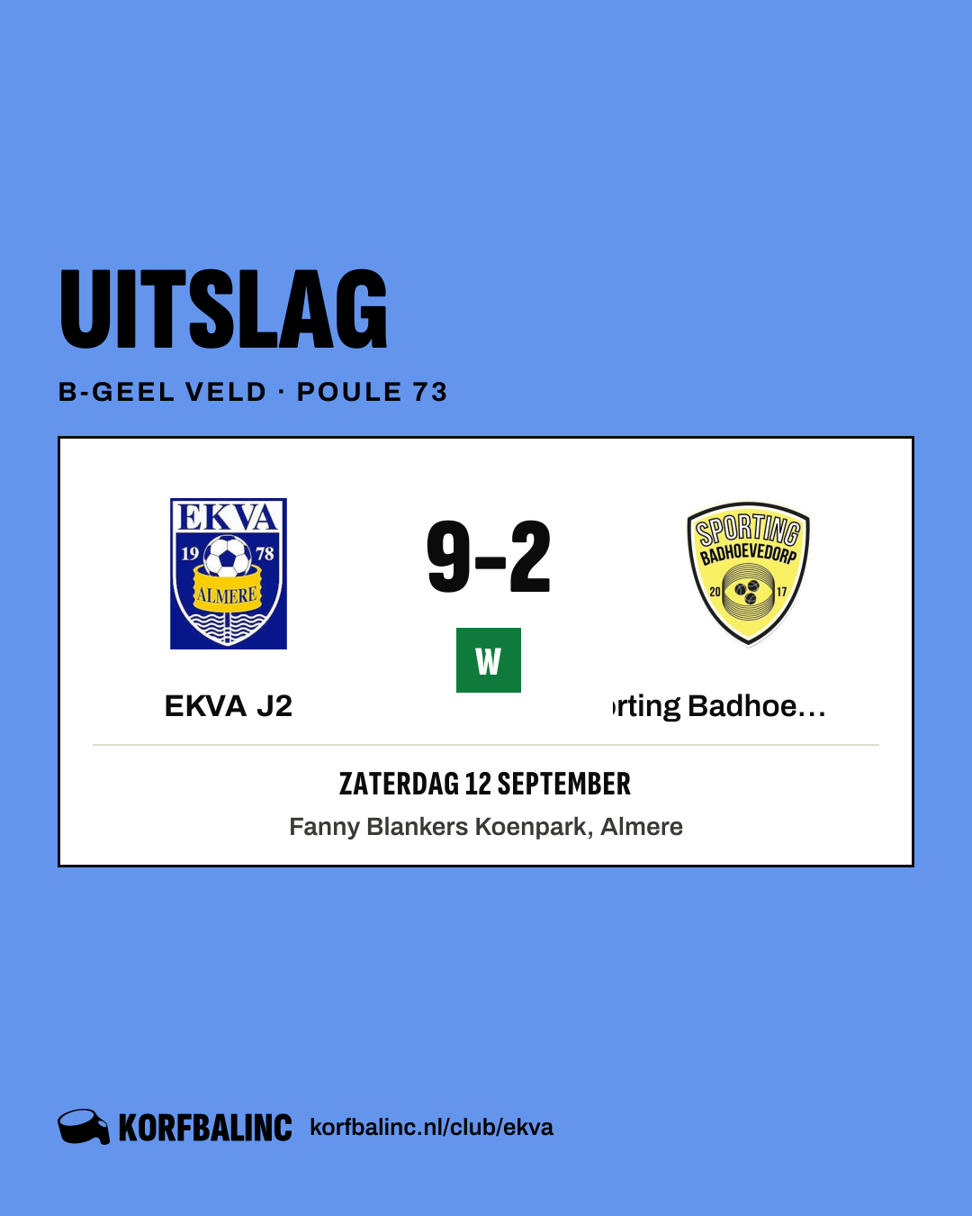 EKVA J2 - Sporting Badhoevedorp J3