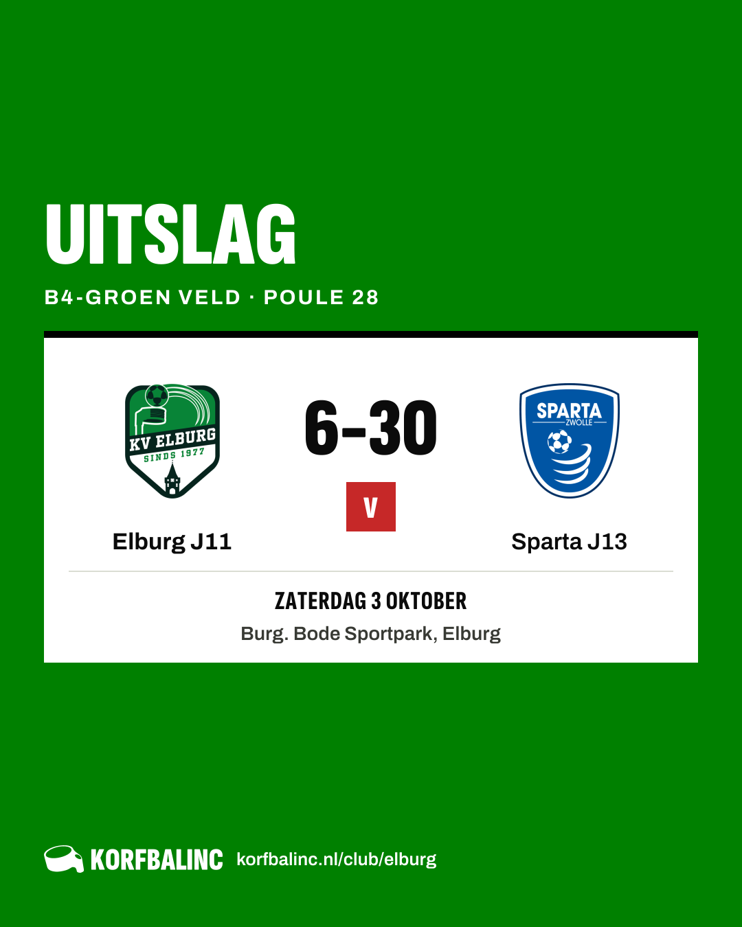 Elburg J11 - Sparta J13