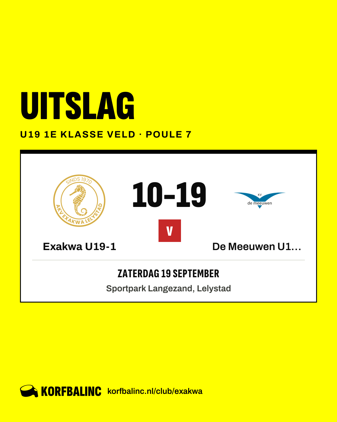 Exakwa U19-1 - De Meeuwen U19-1