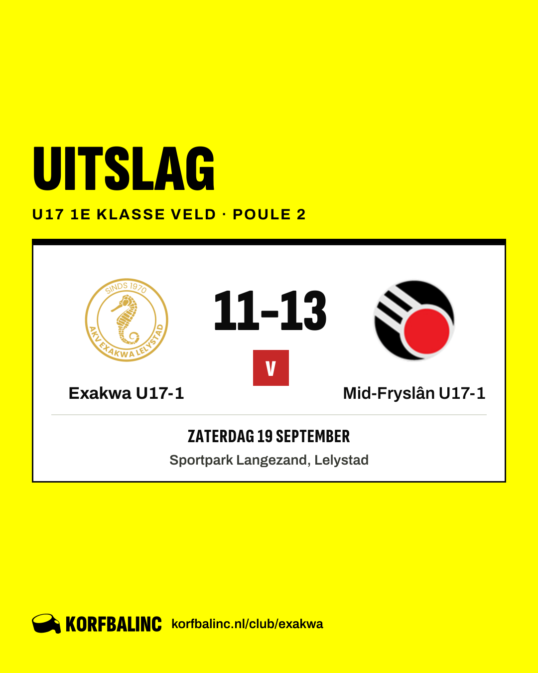Exakwa U17-1 - Mid-Fryslân U17-1