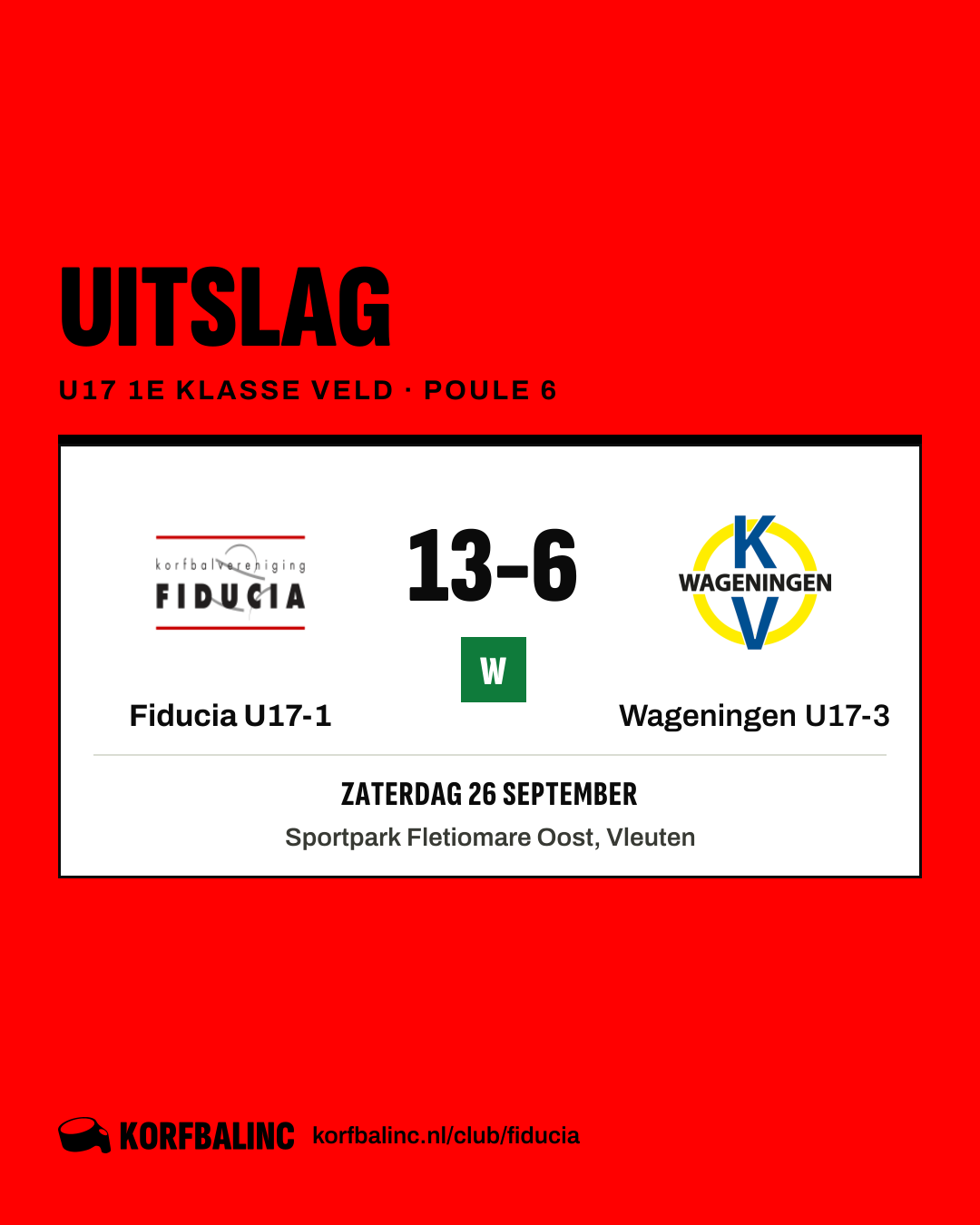 Fiducia U17-1 - Wageningen U17-3