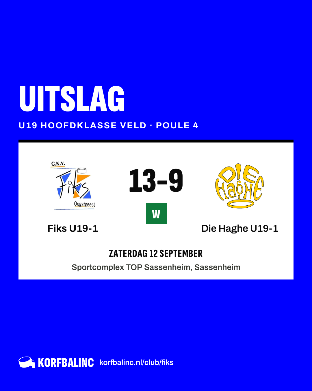 Fiks U19-1 - Die Haghe U19-1