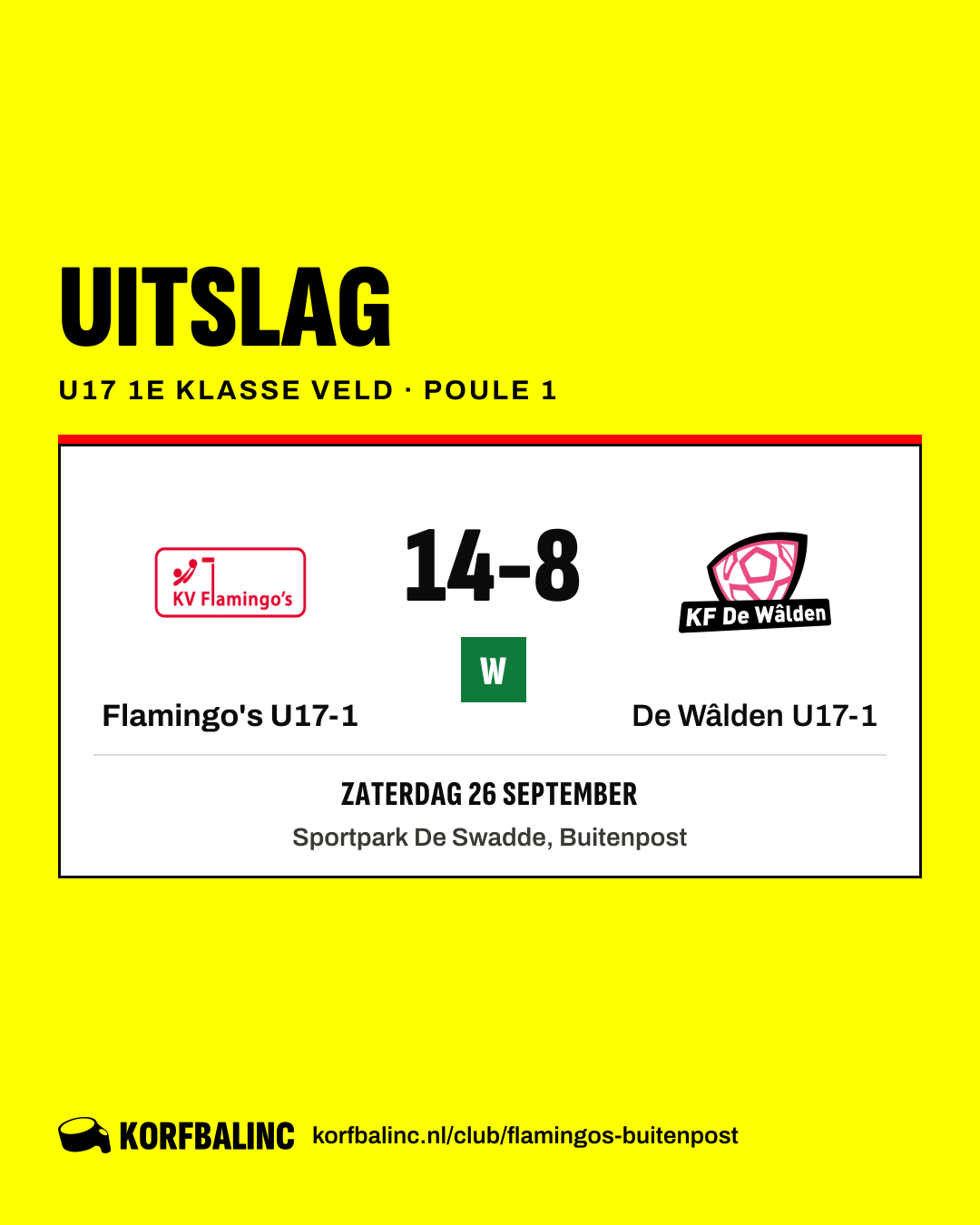 Flamingo's U17-1 - De Wâlden U17-1