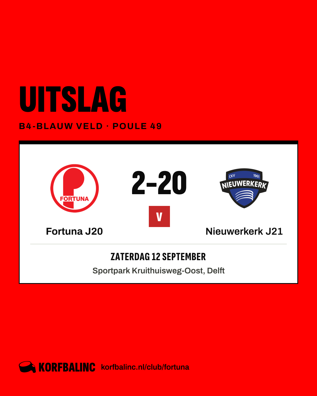 Fortuna J20 - Nieuwerkerk J21