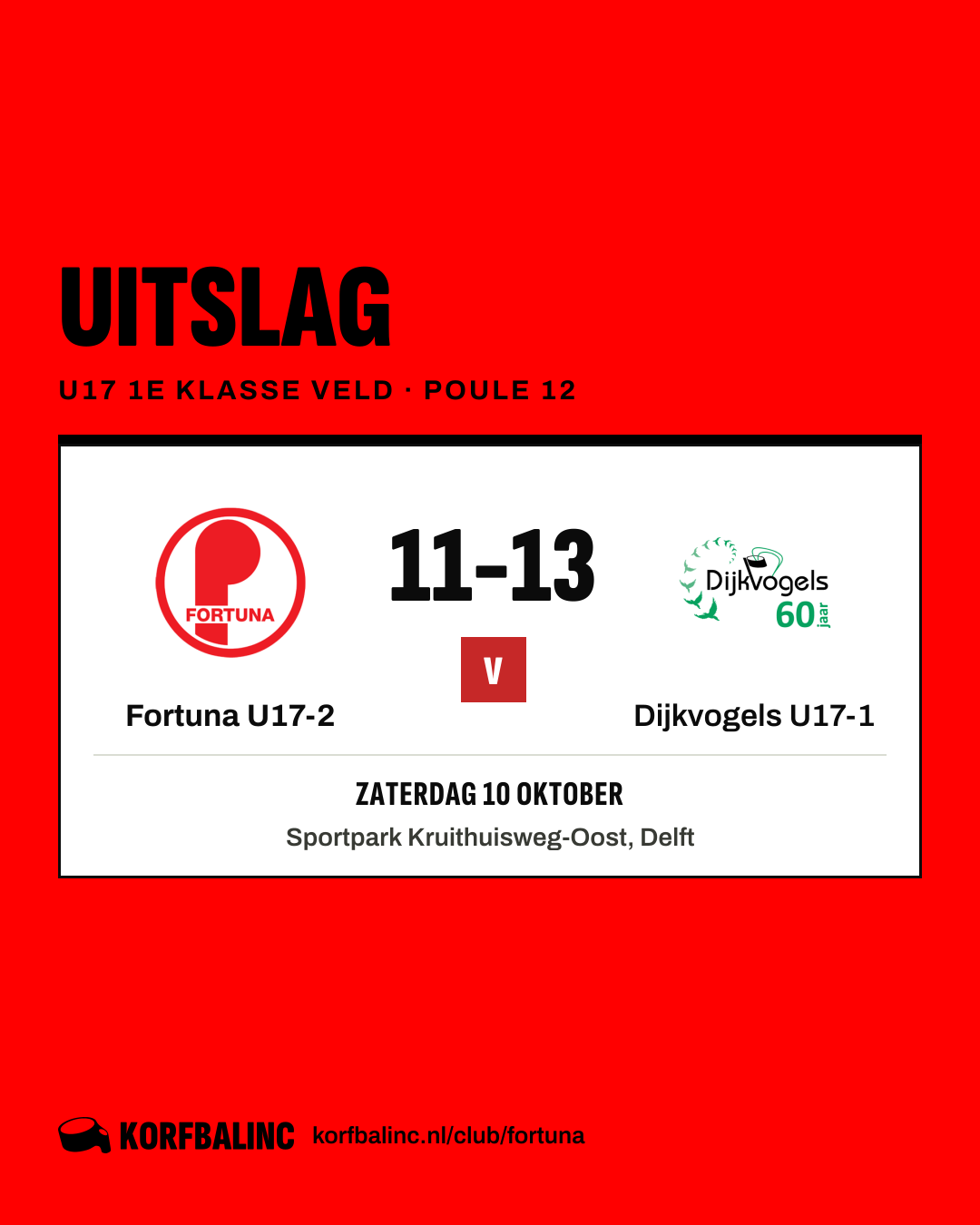 Fortuna U17-2 - Dijkvogels U17-1