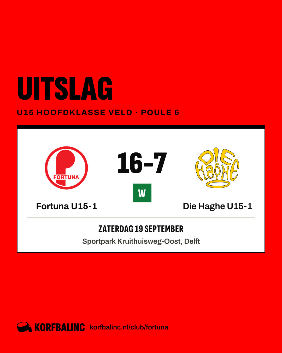 Fortuna U15-1 - Die Haghe U15-1